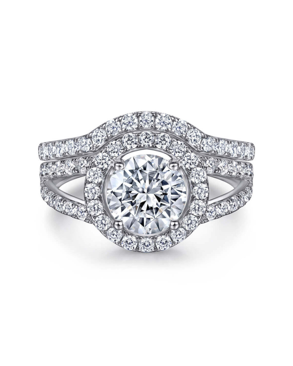 Round Cut Moissanite Engagement Rings Sets