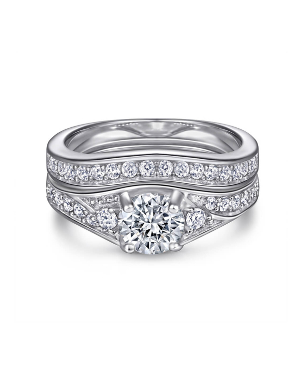 Asiley Round Cut Moissanite Rings Sets