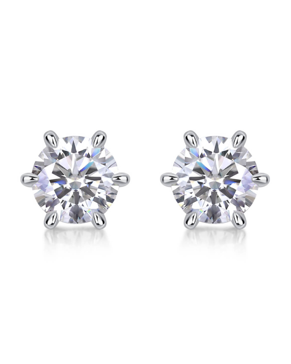 Round Cut Moissanite Stud Earrings in Sterling Silver
