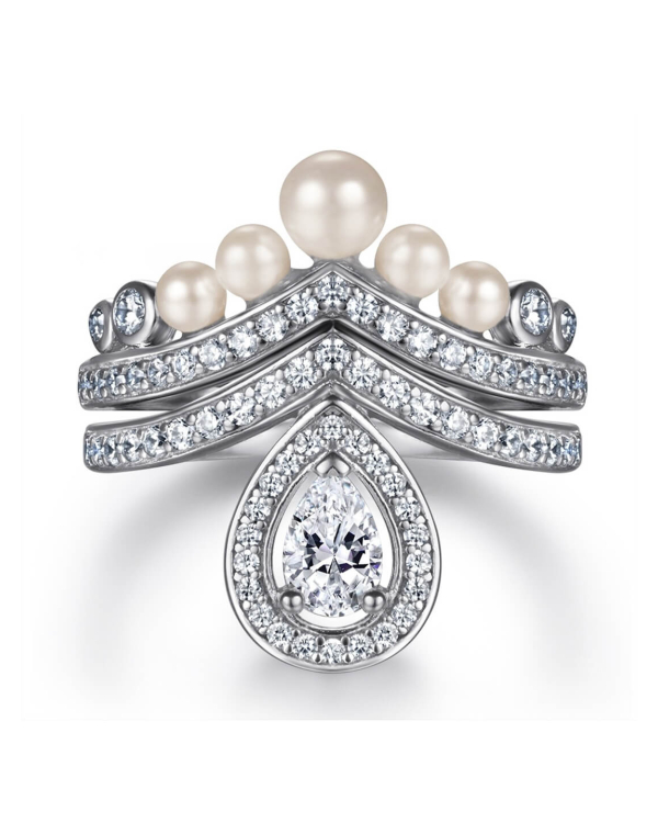 Pear Cut Moissanite Ring Set In Sterling Silver