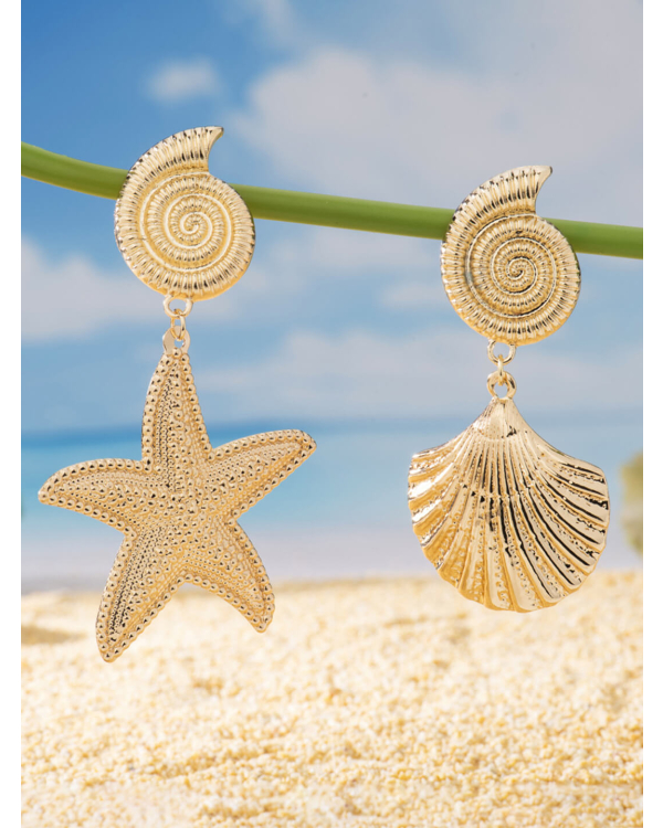 Starfish and Conch Shell Earrings