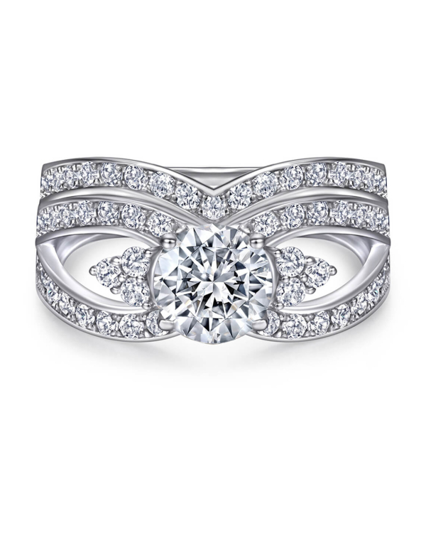 Sterling Silver Moissanite Ring Set