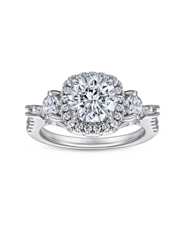 Round Cut Three Stone Moissanite Ring