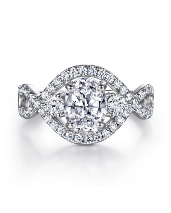 Oval Cut Moissanite Engagement Ring In Sterling Silver