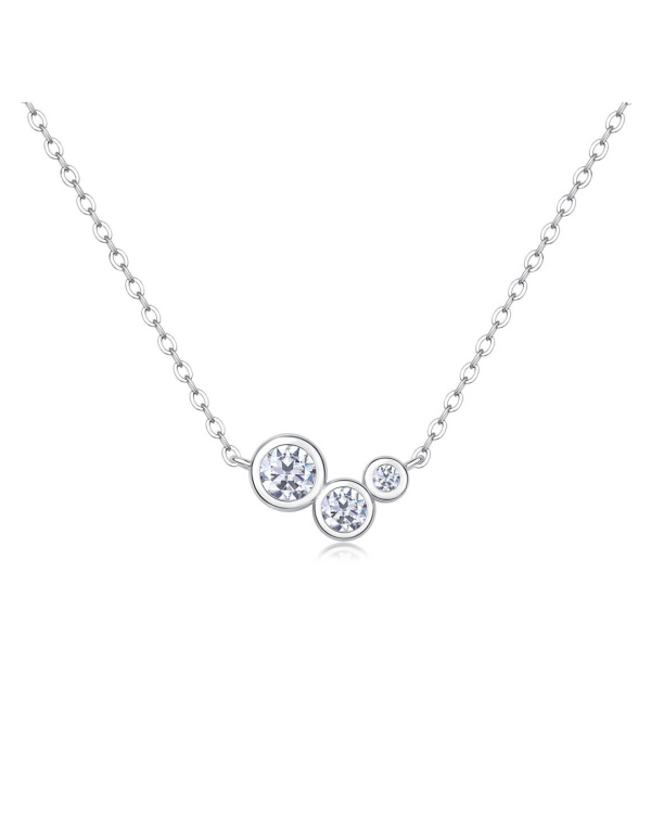 Three Stone Moissanite Chain Necklace