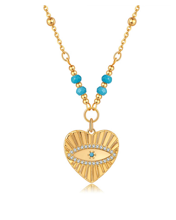 Turquoise Heart Devil's Eye Necklace