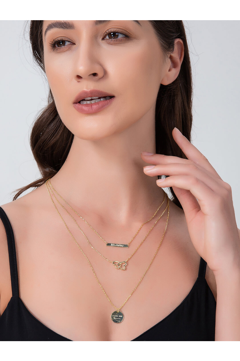 Asiley Custom 3 Layered Necklace Set 14K Gold Plated Elegance