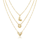 Custom Bubble Letter 3 Layered Chain Necklace 