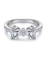 Double Heart Moissanite Ring For Momen
