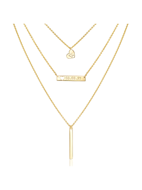 Engravable Horizontal Bar Layered Necklace 