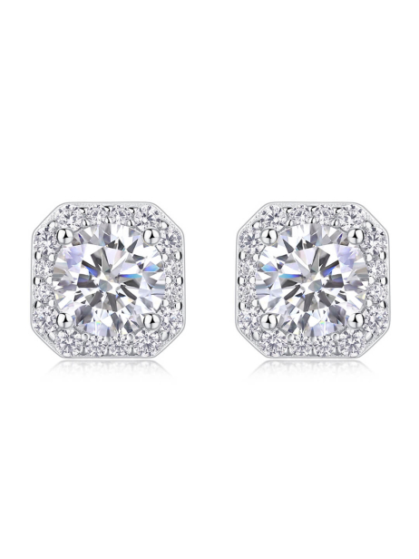 ASILEY Round Cut Moissanite Stud Earrings