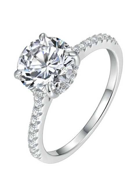 Round-Cut Hidden Halo Moissanite Ring